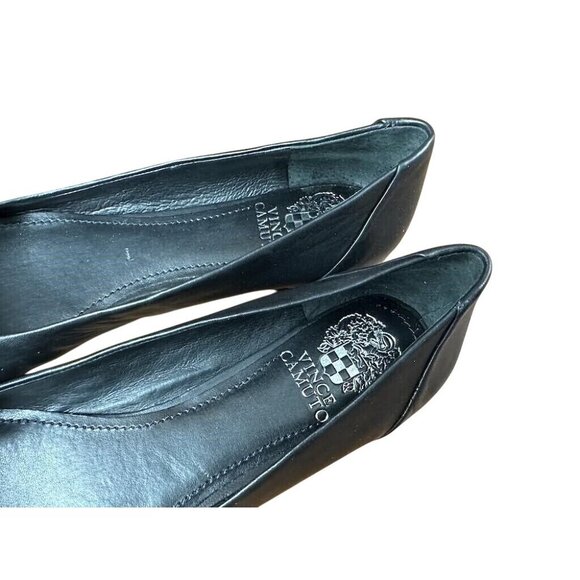 Vince Camuto Oneda Nubuck Patent Leather Embellished Capped Toe Ballet Flats 8 - Picture 3 of 6
